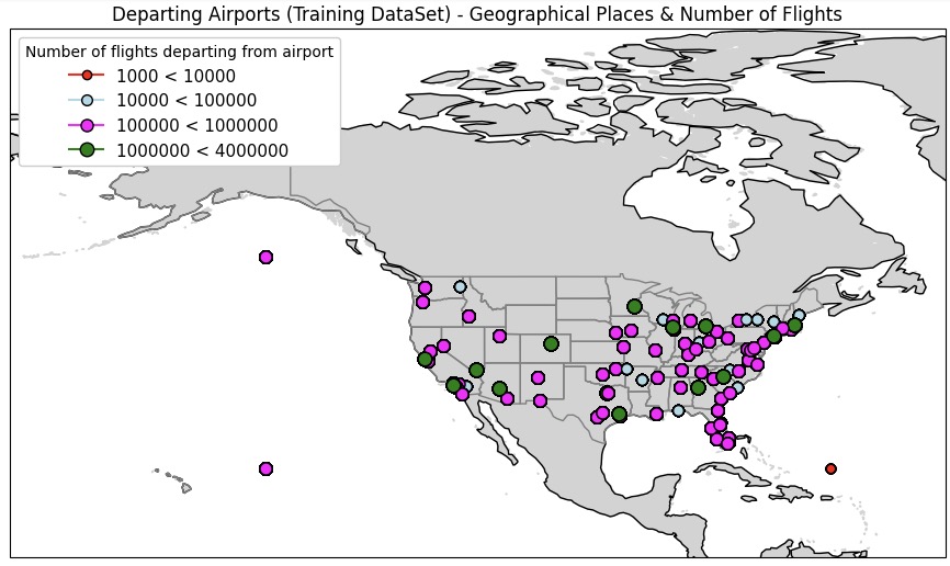 A map of the united states with different colored spots Description automatically generated